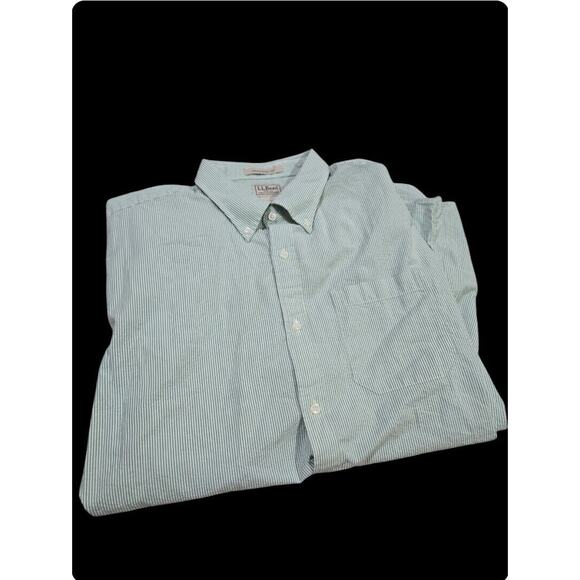 LL Bean Seersucker Striped Shirt Mens Sz XL Button Down Short Sleeves - Picture 4 of 8